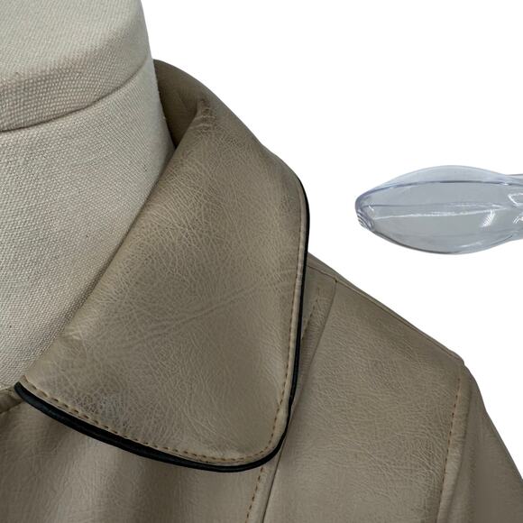 Vintage 1970s Dynahyde Faux Leather Jacket Cropped Boxy Contrast Trim Women's 10 - Picture 16 of 16